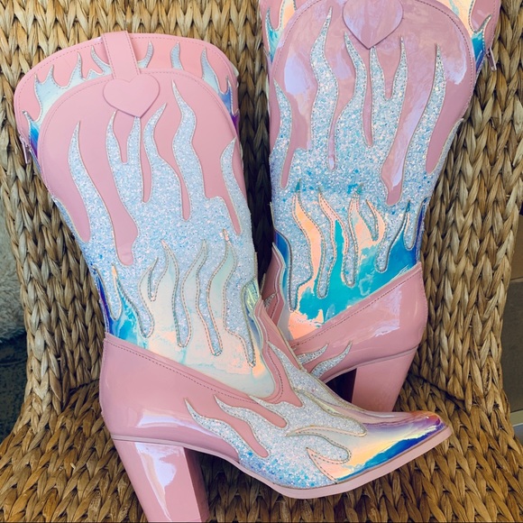 ✨New YRU Space CowGirl Pink Flame Boots - Picture 9 of 9